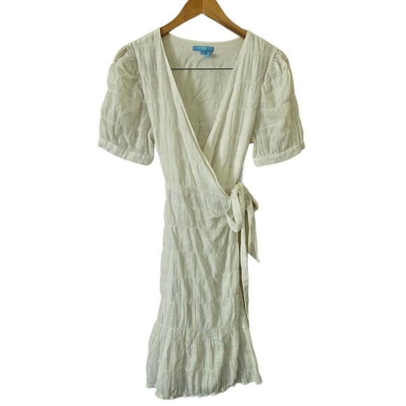 DRAPER JAMES Dress White Mini Wrap M Puff Sleeve‎ NWT - Picture 3 of 5